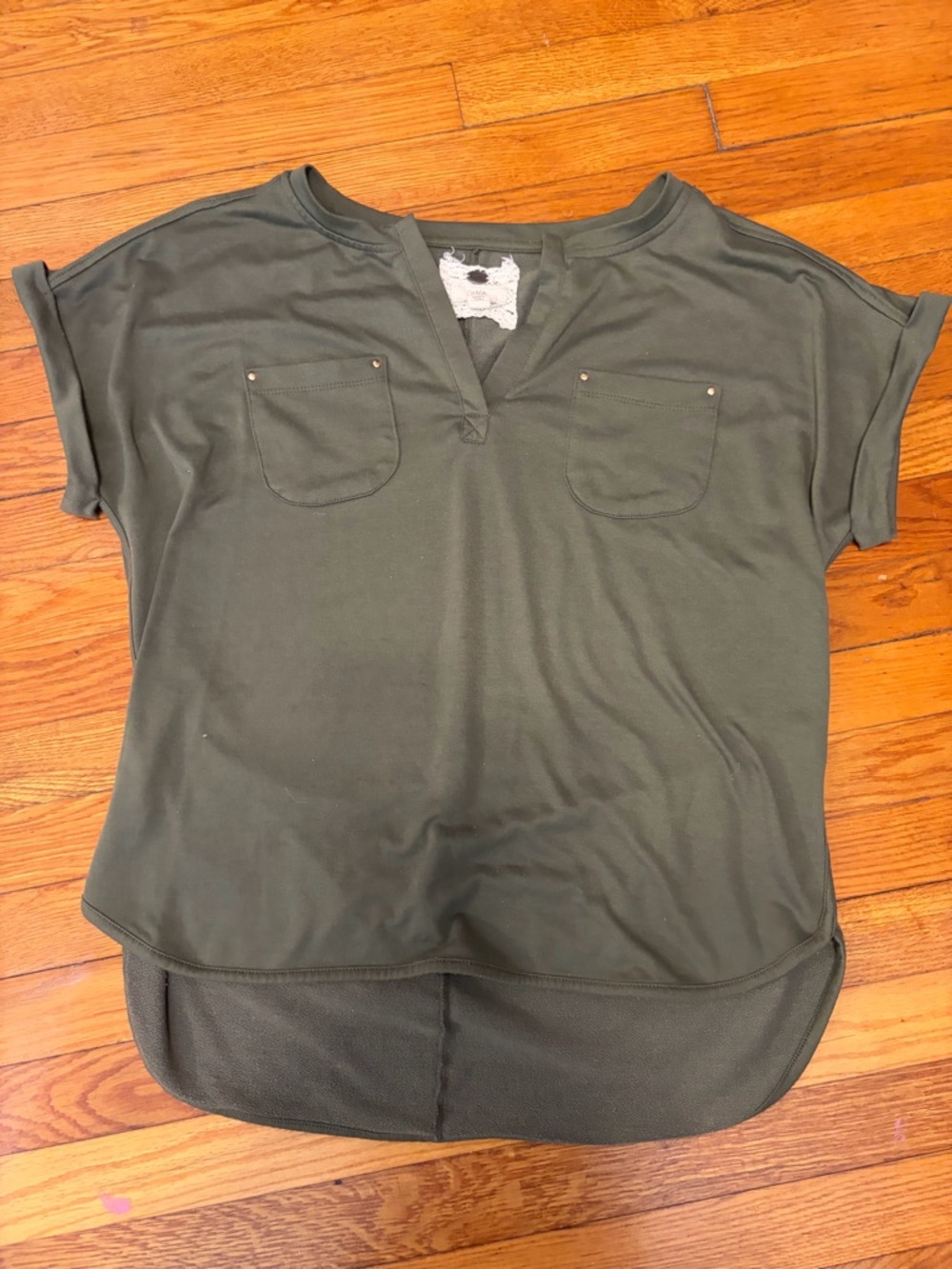 Cupio Olive Green V-Neck Pocket Tunic